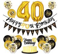 Bluelves Palloncini 40 Anni Compleanno Nero Oro, Decorazioni 40 Anni Uomo Donna, Festone Buon Compleanno 40 anni, Compleanno 40 anni Addobbi Oro Nero per Uomo Donna Decorazioni Festa (HJQQ-01)