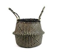 BlueMake Pancia in erba di mare, per vasi di piante, come cesto per biancheria, picnic o shopping Medium black strips
