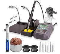 Bluemars Display LCD 65W Digital Saldatore Stazione, 200℃-480℃ Temperatura Regolabile, Extra 5 Punte di Saldatura, Mani Aiutanti, 2X 5g Filo di Saldatura, Supporto Saldatore, Auto Sleep