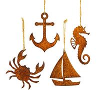 Blümelhuber 4 statuette decorative in stile marittimo, decorazione per il giardino e la terrazza, in metallo arrugginito, decorazione marittima, balcone e giardino vintage