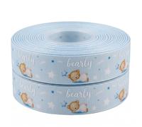 BluenCute Bearly Wait Bear - Nastro da 2 m x 22 mm di larghezza, per battesimi, baby shower, idee decorative per regali, fiocchi o decorazioni per borse, scatole, palloncini