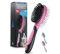 BluePet Spazzola per cani 2 in 1 per capelli lunghi e corti, anche per cuccioli e gatti, lisciare, districare, spazzolare, spazzola per setole multiuso (S-M Rosa)
