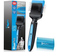 Bluepet® Spazzola per cani con pulsante autopulente - Per capelli medi e lunghi - Rimuove delicatamente sottopelo, grovigli e nodi - Allenta il pelo esterno (Spazzola Pro Pequeño)