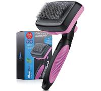 BluePet® Spazzola per cani e gatti per capelli lunghi, rimuove delicatamente sottopelo, infeltrimenti e nodi, versione 2023 con pulsante di pulizia, per l'uso quotidiano (rosa)