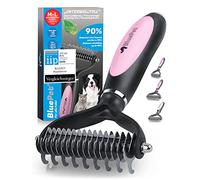 BluePet Spazzola per Cani e Gatto a Pelo Lungo e Medio, Pettine Cane e Gatti, Cardatore Sottopelo, Spazzole Doppia Faccia Togli Peli Morto & i Nodi, Deshedding Animali, (M-L) Impugnatura più Spessa