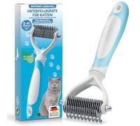 BluePet Spazzola per Gatto a Pelo Lungo e Medio, Pettine Gatti, Cardatore Sottopelo, Spazzole Doppia Faccia Togli Peli Morto & i Nodi, Deshedding Animali, Stripping Pet Brush, Slanatore, Azzurro(S-M)