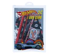 Blueprint Collections Hot Wheels Super Set di cancelleria | Forniture scolastiche per ragazzi | Quaderno A5, righello Hot Wheels, penna, matita, gomma, temperamatite e adesivi | Cancelleria per il