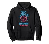 Blueprint of Our Core - Design anatomico a Forma di Cuore Felpa con Cappuccio