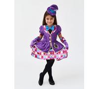 Blues Group Little Miss Hatter From Wonderland - Cappello e costume per bambine | Travestimento, Giornata mondiale del libro e carnevale, età 3-8 anni (4-6 anni)