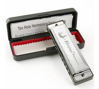 Blues Harp - Armonica a bocca diatonica a 10 fori, con custodia, panno lucidante, istruzioni per adulti, principianti e studenti