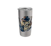 Blues Run Deep Musician's Vintage Bicchiere termico in acciaio inox doppia parete