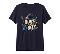 Blues Run Deep Musician's Vintage Maglietta Premium