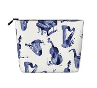 Blues Sassofono Pianoforte Violoncello Basso, Borsa per cosmetici in lino sintetico Borsa per trucco Borsa da viaggio portatile