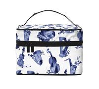 Blues Sassofono Pianoforte Violoncello Basso, Borsa per il trucco Borsa per cosmetici Borsa da viaggio portatile da viaggio Astuccio per matite