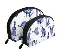 Blues Sassofono Pianoforte Violoncello Basso, Borsa per trucco a conchiglia Portamonete da donna Borsa da toilette piccola Borsa per cosmetici 2 pezzi