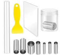 BLUESEABUY 10 Pz Rullo di Argilla Acrilica Strumenti Taglierine, 7 Taglierine per Argilla Acrilica con 1 foglio di acrilico e 1 rullo di argilla acrilica, 1 raschietto per argilla in plastica
