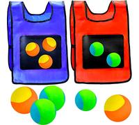 BLUESEABUY 2 Gilet Bersaglio 10 Palle di Cotone Gilet Appiccicosi Giochi Dodgeball Tag Giubbotti Appiccicosi per Bambini Beach Camping Partito Attività Indoor Outdoor