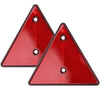 BLUESEABUY 2Pcs Catarifrangenti Triangolari Posteriori 15 x 13.4cm Catadiottro Triangolare Riflettore Triangolo Posteriore Rosso Installazione a Vite per Rimorchio Trattore Camion Caravan
