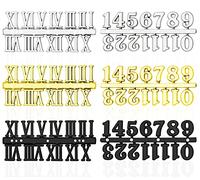 BLUESEABUY 6 Pz Kit Numeri Orologio Inclusi Numero Arabo e Numero Romano Numeri Adesivo Orologio Parete Fai da Te per Sostituzione di Design Riparazione Accessori per Orologi (Oro Argento Nero)