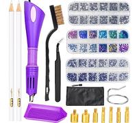 BLUESEABUY Applicatore Strass Hotfix Applicatore Bacchetta con 3 scatole di strass di colori misti, 7 punte di diverse dimensioni, pinze, spazzola di pulizia, supporto, 2 matite
