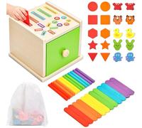 BLUESEABUY Montessori Portamonete giocattolo in legno a partire da 1 anno di abilità motorie con figure di animali, gioco di smistamento abilità motorie fini coordinazione occhio mano giocattolo