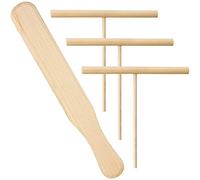 BLUESEABUY Set di 4 Spatole per Crêpe Distributore di Impasto e Spatola in Legno a Forma di T per Pancake per Deliziose Pancake