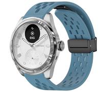 Blueshaweu Cinturino da 18 mm, 20 mm, compatibile con smartwatch Withings, traspirante, morbido silicone, doppio magnetico, regolabile, per ScanWatch 2, 38 mm, ScanWatch 2, 42 mm, 20mm, Silicone