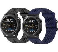 Blueshaweu Cinturino Sportivo Silicone Compatibile con COROS Smartwatch NOMAD,sgancio rapido 24mm Più recente Cinturino in Silicone Desginato Fibbia in Metallo Compatibile per COROS NOMAD (Nero+Blu)
