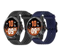 Blueshaweu Compatibile con TicWatch Atlas Bands, 20mm, 22mm, 24mm Più recente Cinturino in Silicone Desginato con Fibbia in Metallo Compatibile con Ticwatch Atlas (Nero+Blu, 24mm)