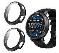 Blueshaweu Cover protettiva compatibile con Amazfit Active Max 1,5" Smartwatch, custodia rigida per PC con protezione dello schermo in vetro temperato, per Active Max 1,5" (Nero+Nero)
