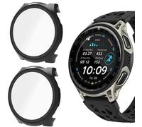 Blueshaweu Cover protettiva compatibile con Amazfit Cheetah 2 Pro 48mm, custodia rigida per PC con protezione dello schermo in vetro temperato, per Cheetah 2 Pro 48mm (Nero+Nero)