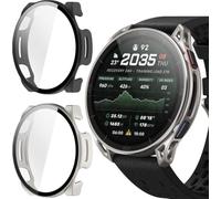 Blueshaweu Cover protettiva compatibile con Amazfit Cheetah 2 Ultra 47mm, custodia rigida per PC con protezione dello schermo in vetro temperato, per Cheetah 2 Ultra 47mm (Nero+ Colore Titanio)