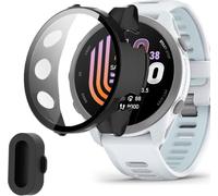 Blueshaweu Cover protettiva compatibile con Garmin Forerunner 170,170 Music,70,custodia rigida per PC con protezione dello schermo in vetro temperato, per F170,170 Music,70 (Nero)