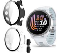 Blueshaweu Cover protettiva compatibile con Garmin Forerunner 170,170 Music,70,custodia rigida per PC con protezione dello schermo in vetro temperato, per F170,170 Music,70 (Nero+Trasparente)