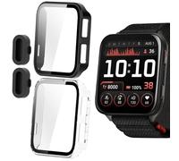 Blueshaweu Cover protettiva compatibile con Garmin Venu X1 Smartwatch, custodia rigida per PC con protezione dello schermo in vetro temperato, per Venu X1 (Nero+Trasparente)