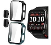 Blueshaweu Cover protettiva compatibile con Garmin Venu X1 Smartwatch, custodia rigida per PC con protezione dello schermo in vetro temperato, per Venu X1 (Nero+Verde)
