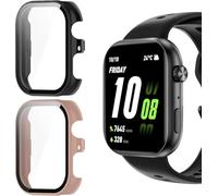 Blueshaweu Cover protettiva compatibile con HONOR Choice Watch 2i Smartwatch, custodia rigida per PC con protezione dello schermo in vetro temperato,Compatibile per Choice Watch 2i (Nero+Rosa)