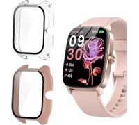 Blueshaweu Cover protettiva compatibile con KIBFLE/YMZ Smartwatch TGW01 1,85", custodia rigida per PC con protezione dello schermo in vetro temperato, per TGW01 1,85" (Ros Trasparente)