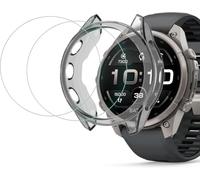 Blueshaweu Cover protettiva Compatibile per Garmin Fenix 9 Pro Serie,TPU Custodia Sottile Silicone Copertura Antiurto All-Around Protezione Bumper Shell (Nero+2 Glass, 9 Pro 51mm)