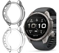 Blueshaweu Cover protettiva Compatibile per Garmin Fenix 9 Pro Serie,TPU Custodia Sottile Silicone Copertura Antiurto All-Around Protezione Bumper Shell (Nero+Trasparente, 9 Pro 43mm)