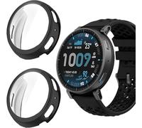 Blueshaweu Custodia compatibile per smartwatch Amazfit Active Max 1,5", flessibile TPU protezione completa con pellicola protettiva antigraffio Custodia per Active Max 1,5" (Nero+Nero)