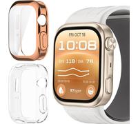 Blueshaweu Custodia compatibile per smartwatch HUAWEI Watch D3, flessibile TPU protezione completa con pellicola protettiva antigraffio Custodia per HUAWEI Watch D3 (Oro Ros Trasparente)