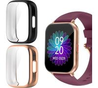 Blueshaweu Custodia compatibile per smartwatch RUIMEN H1 1,85", flessibile TPU protezione completa con pellicola protettiva antigraffio Custodia compatibile con RUIMEN H1 1,85" (Nero+Oro Rosa)