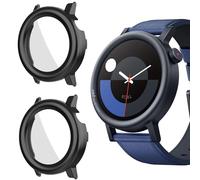 Blueshaweu Custodia per CMF Watch Pro 2, Hard PC Custodia con Pellicola Protettiva in Vetro Compatibile con CMF by Nothing Watch Pro 2 Smartwatch (Nero+Nero)