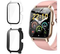 Blueshaweu Custodia per Nerunsa P66D Smartwatch 1,85 Pollici, Hard PC con Vetro Protezione Schermo Compatibile con Aptkdoe / Dotn / Ddidbi Smartwatch (Nero +