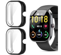 Blueshaweu Custodia per smartwatch V2, flessibile TPU protezione completa con pellicola protettiva antigraffio Custodia compatibile con OUKITEL V2 Smartwatch (Nero+Nero)