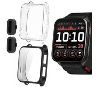 Blueshaweu Custodia per smartwatch Venu X1,flessibile TPU protezione completa con pellicola protettiva antigraffio Custodia compatibile con Garmin Venu X1 (Nero+Trasparente)