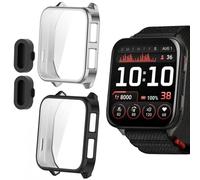 Blueshaweu Custodia per smartwatch Venu X1,flessibile TPU protezione completa con pellicola protettiva antigraffio Custodia compatibile con Garmin Venu X1 (Nero+Argento)
