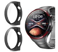 Blueshaweu Custodia protettiva per Huawei Watch 4 Pro - 2 pezzi Hard PC Custodia con pellicola protettiva in vetro - Compatibile con Space Edition (nero + nero)