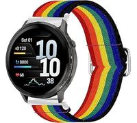 Blueshaweu elastico intrecciato Cinturino per Garmin Venu 4, cinturino di ricambio elastico intrecciato regolabile Compatibile per Garmin Venu 4 41mm, 45mm (Dark Nero Rainbow, 22mm)